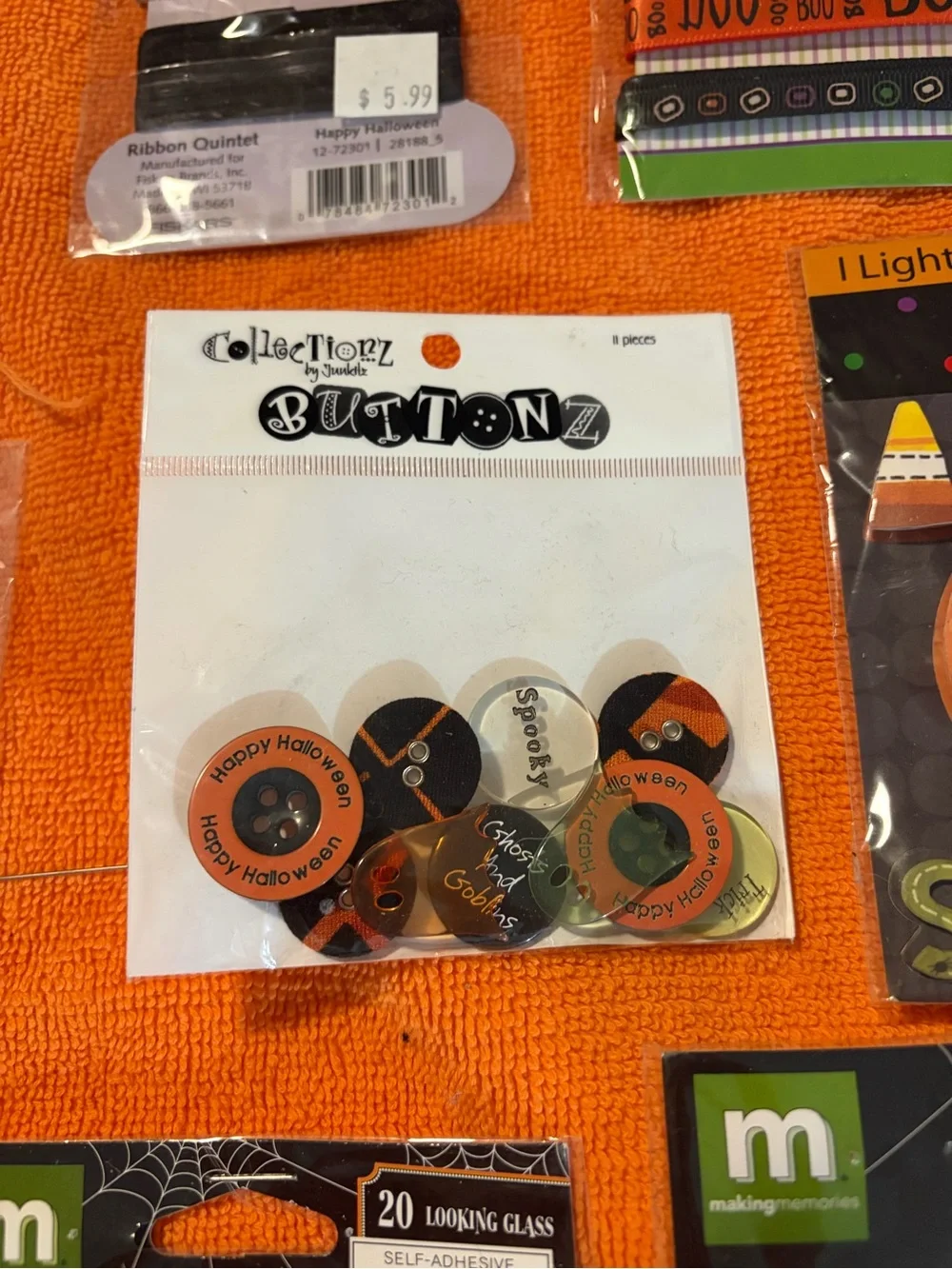 Halloween lot of 13 sealed NEW pkg’sassorted Party Craft Embellishments - Orange